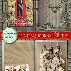 Vintage Circus Printable Junk Journal Kit. Digital Printable Pages "victorian Circus". Steampunk ...
