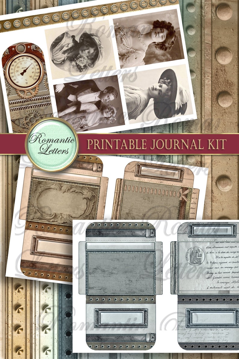 Steampunk Printable Junk Journal Kit Industrial Digital | Etsy