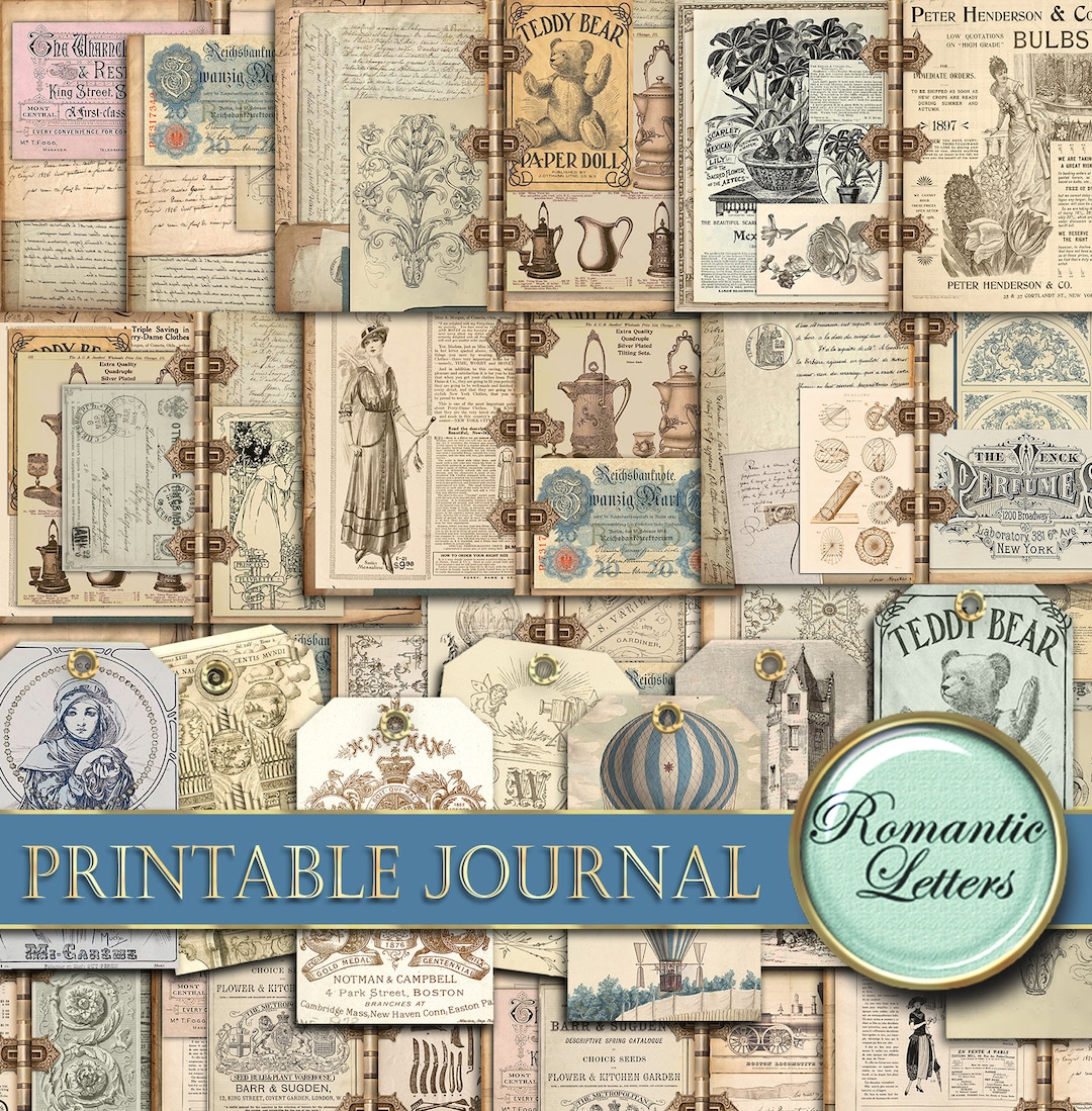 Printable Junk Journal Kit Vintage Digital Scrapbook Printable Journal ...
