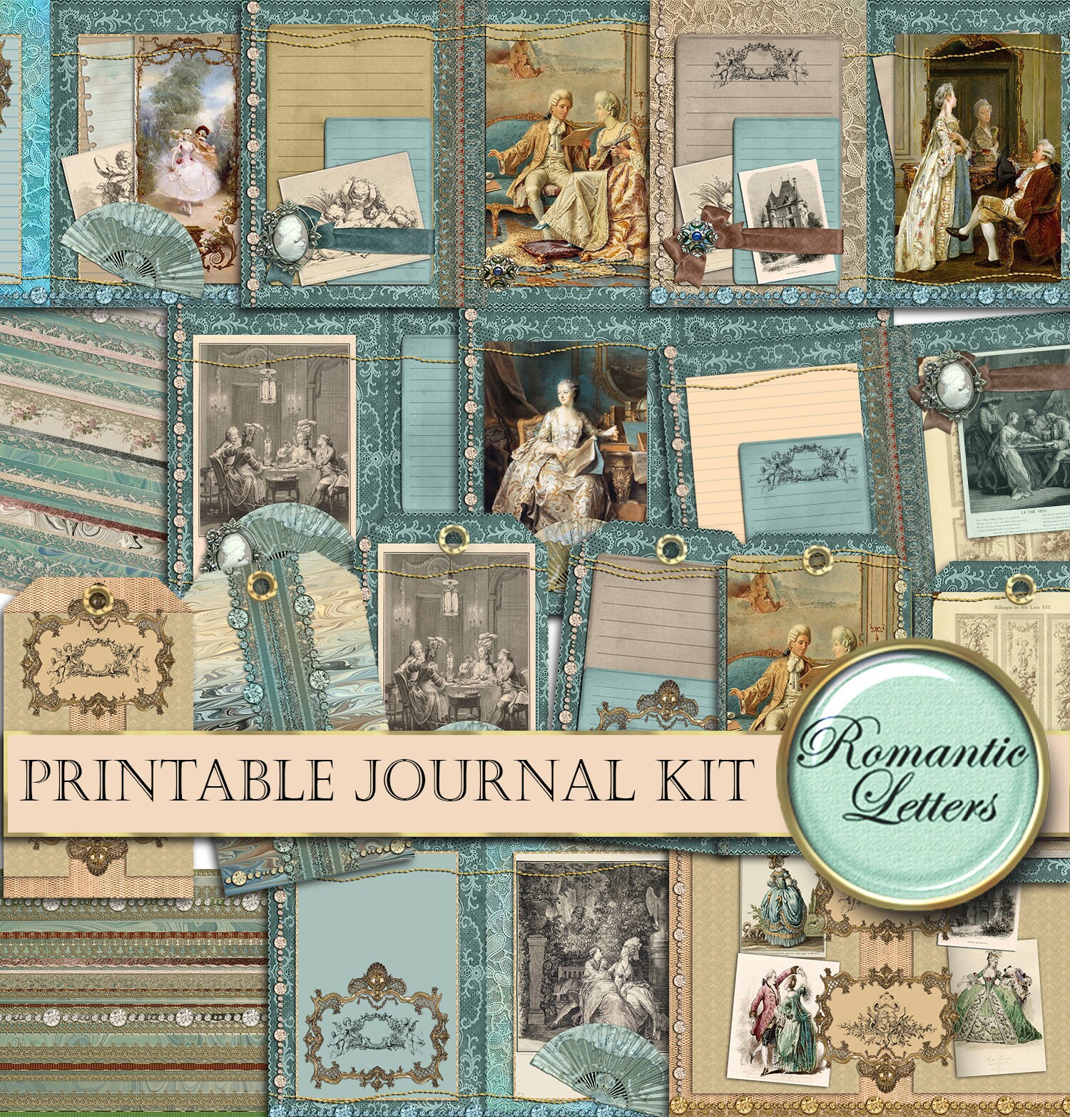 Printable Junk Journal Kit Victorian Digital Scrapbooking Printable Journal  Craft Paper A4 8.5x11 Mini Album Journal Pages Tags Download 