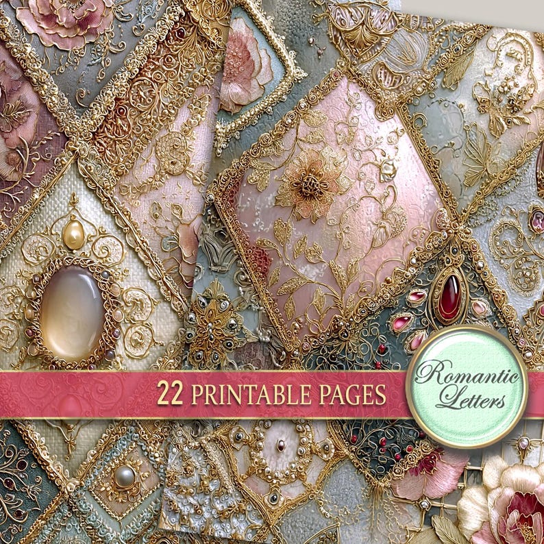 Digital Printable Scrapbook Paper Pack Shabby Chic Junk Journal Pages ...