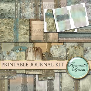 Printable Junk journal kit digital scrapbook backgrounds printable junk journal pages  A4  8.5x11 printable vintage marbled paper pack