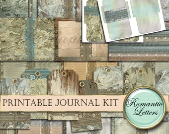 Printable Junk journal kit digital scrapbook backgrounds printable junk journal pages  A4  8.5x11 printable vintage marbled paper pack
