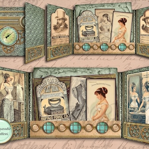 Printable loaded envelope Steampunk fashion journal pockets cards digital scrapbook printable craft paper A4  8.5x11 mini album vintage