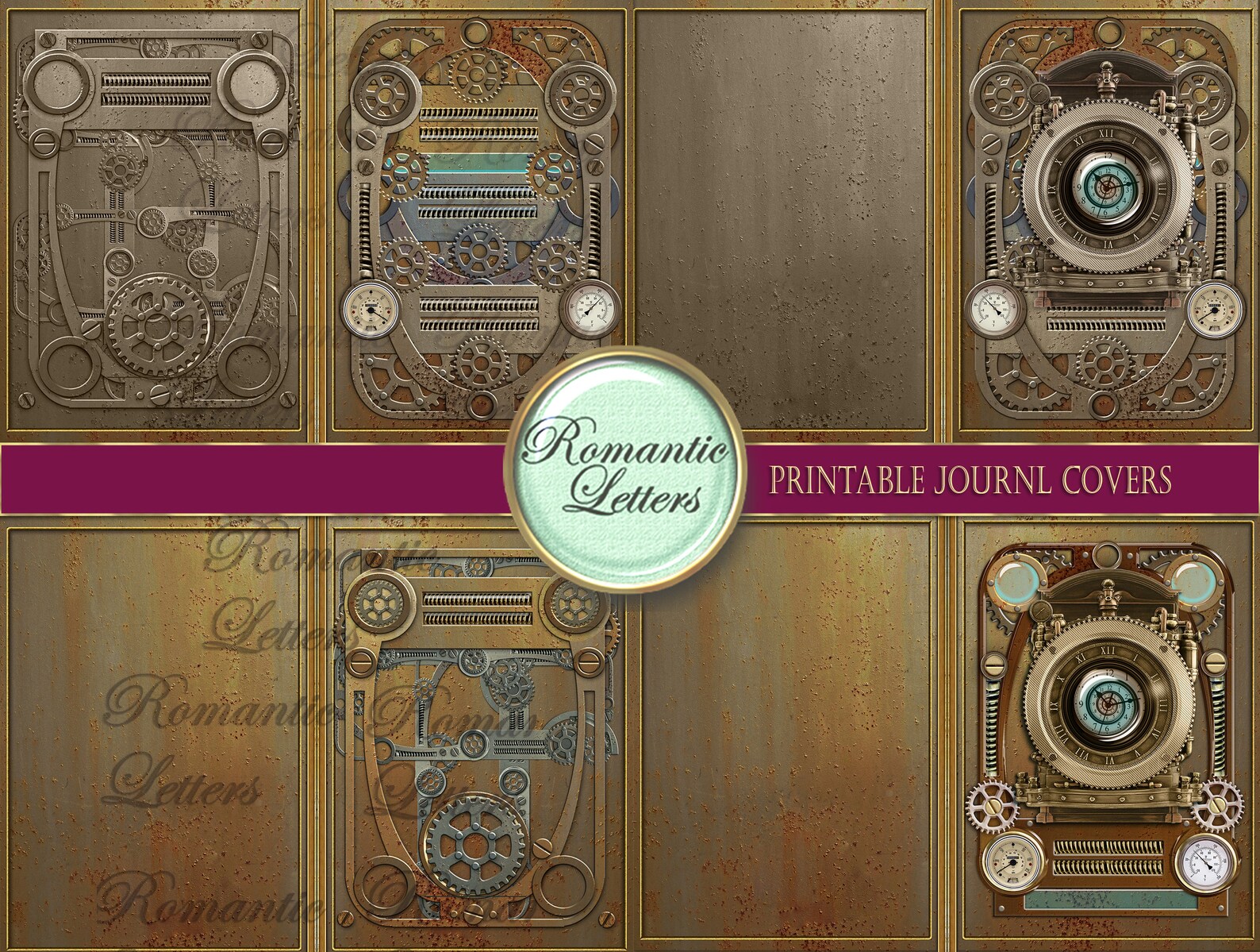 Steampunk Printable Journal Covers Industrial Digital - Etsy