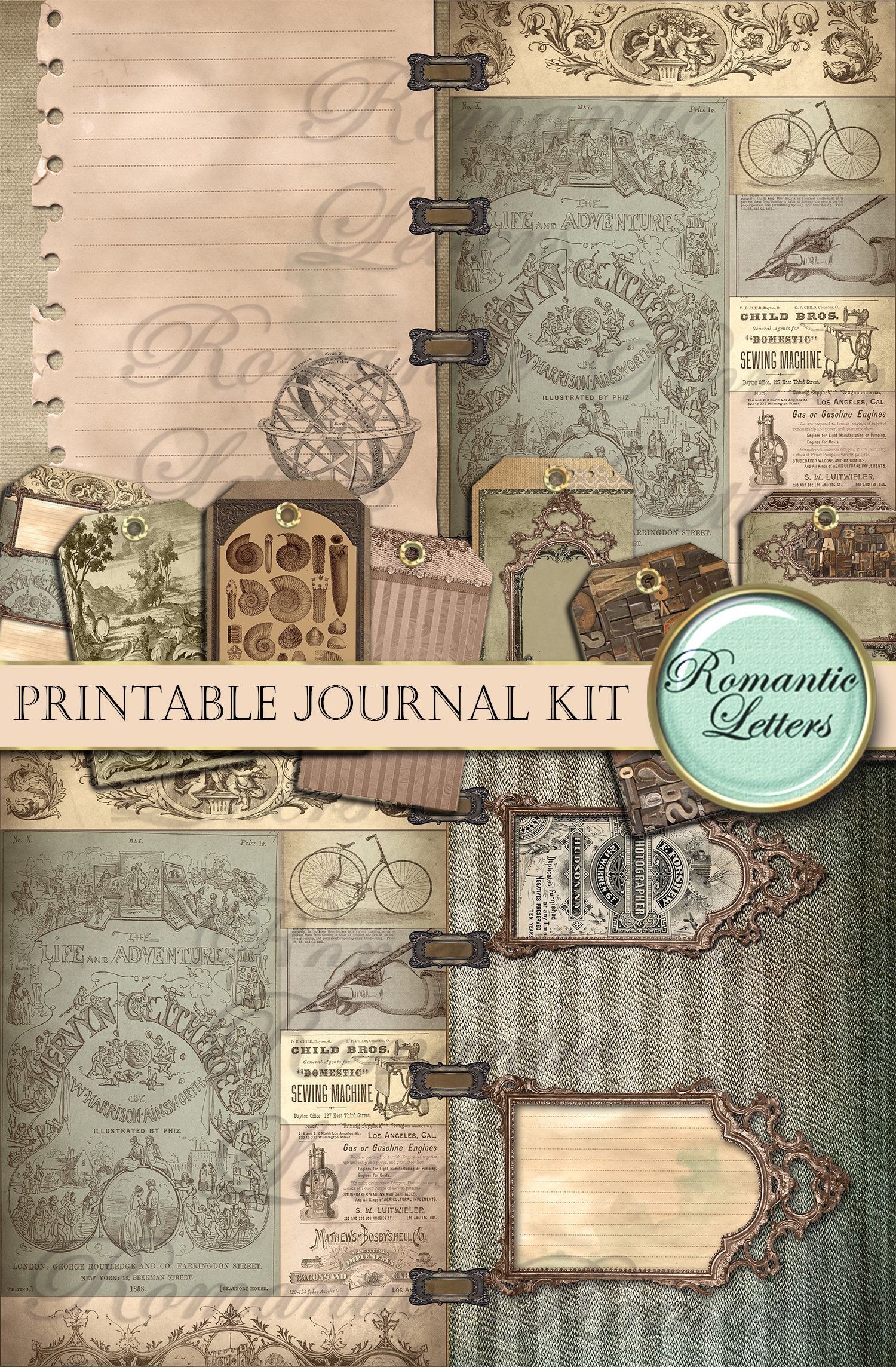 Printable Junk Journal Kit Victorian Digital Scrapbooking - Etsy UK