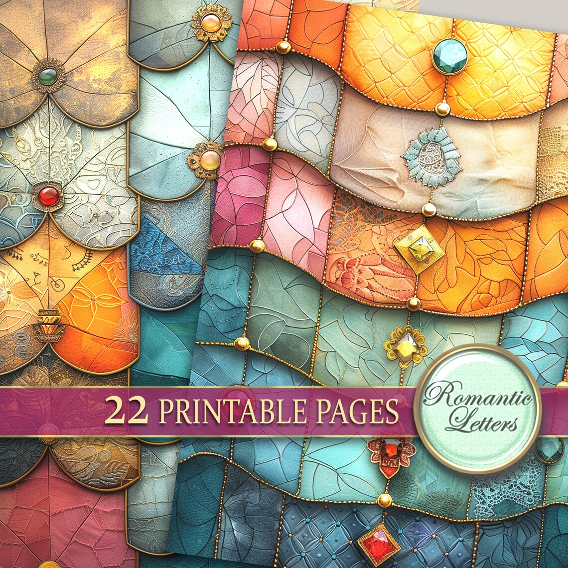 Digital Printable Scrapbook Paper Pack Patchwork Silk Fabric Printable ...