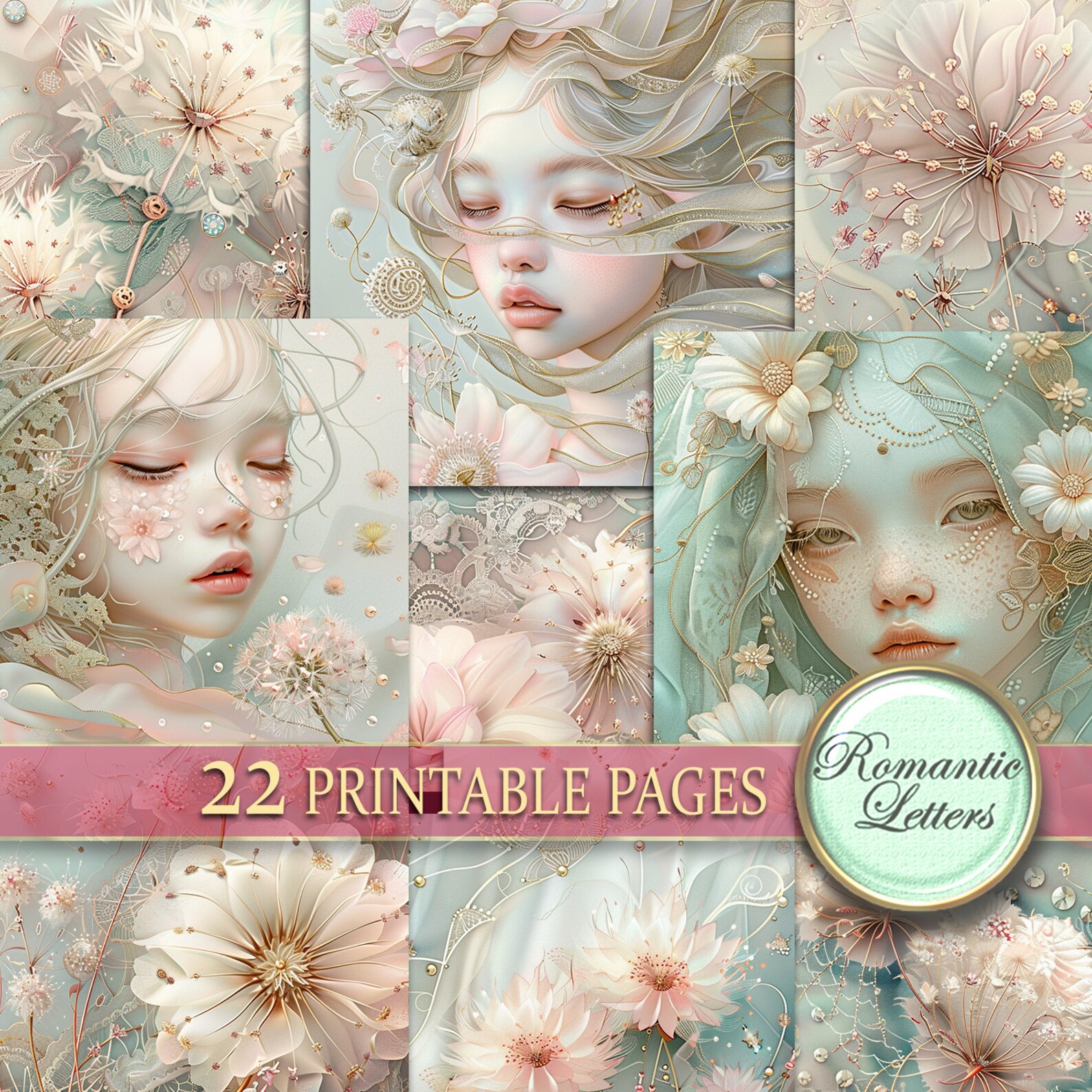 Printable Digital Junk Journal Pages Newborn Baby Scrapbook Paper Pack ...