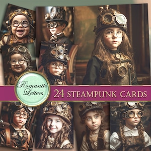 Steampunk printable junk journal cards digital scrapbook vintage photography digital printable pages Victorian cards steampunk decor
