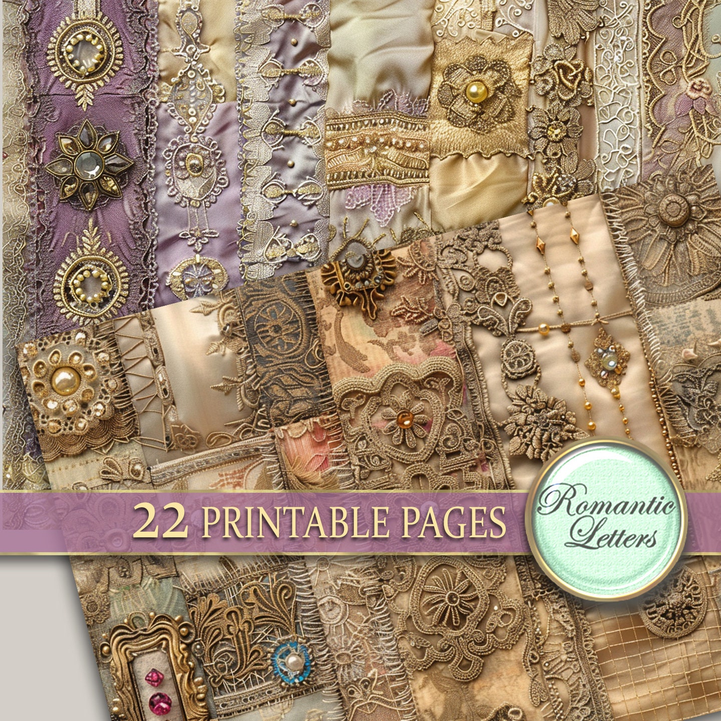 Digital Printable Scrapbook Paper Pack Junk Journal Pages Shabby Chic ...