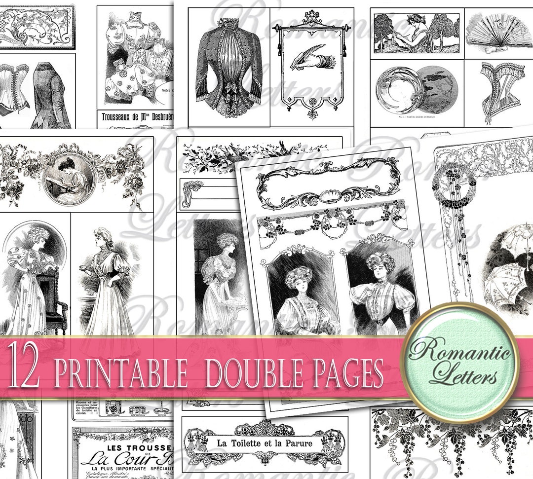 Ephemera Digital Paper Victorian Journal Digital Printable Paper ...