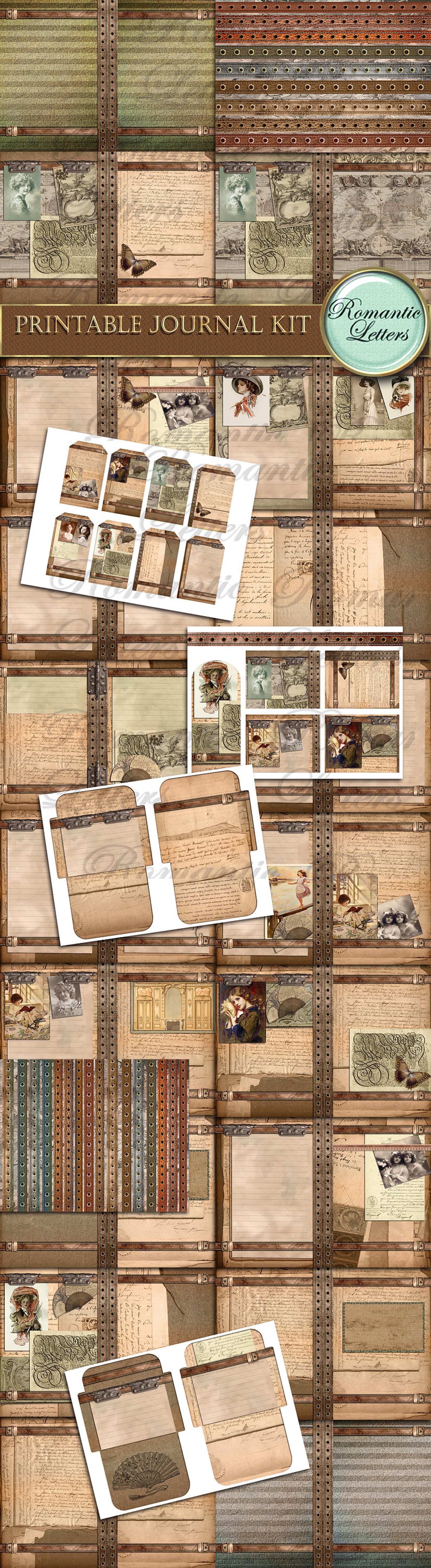 Printable Junk Journal Kit Victorian Digital Scrapbook Pages Printable ...