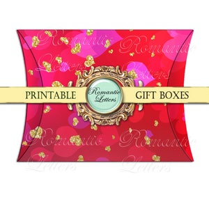 Valentine printable box Valentines day digital gift box favor box jewelry gift box wrapping box ring box pillow box printable paper craft image 6