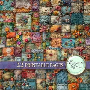 Paquet de papier de scrapbooking imprimable numérique journal indésirable papier patchwork tissu de courtepointe imprimable artisanat papier enfants album papier fleurs bohème