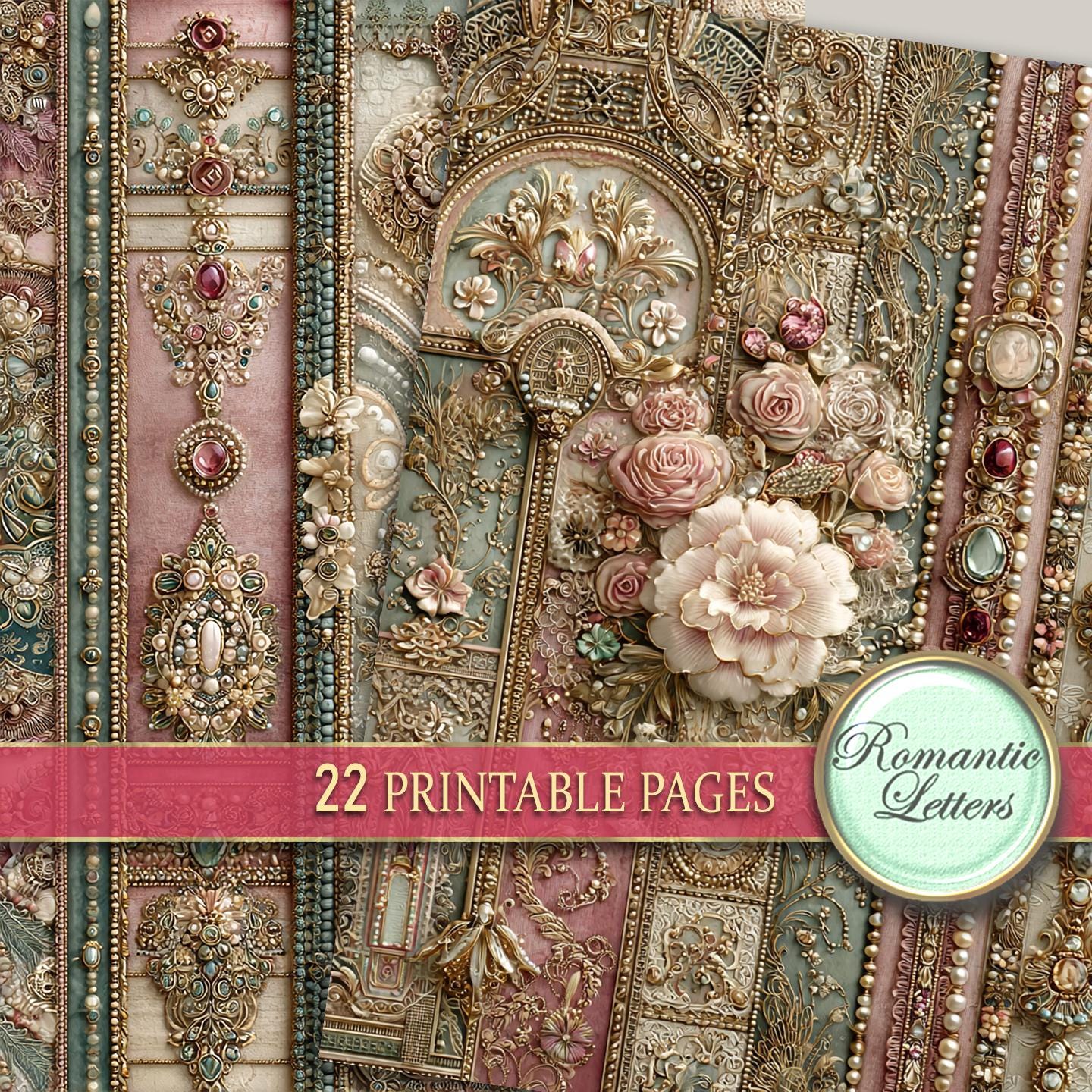 Digital Printable Scrapbook Paper Pack Shabby Chic Junk Journal Pages ...