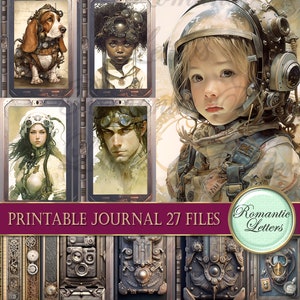 Steampunk printable junk journal kit printable journal pages journal cards tags cover envelopes craft paper journal digital scrapbook PART 2