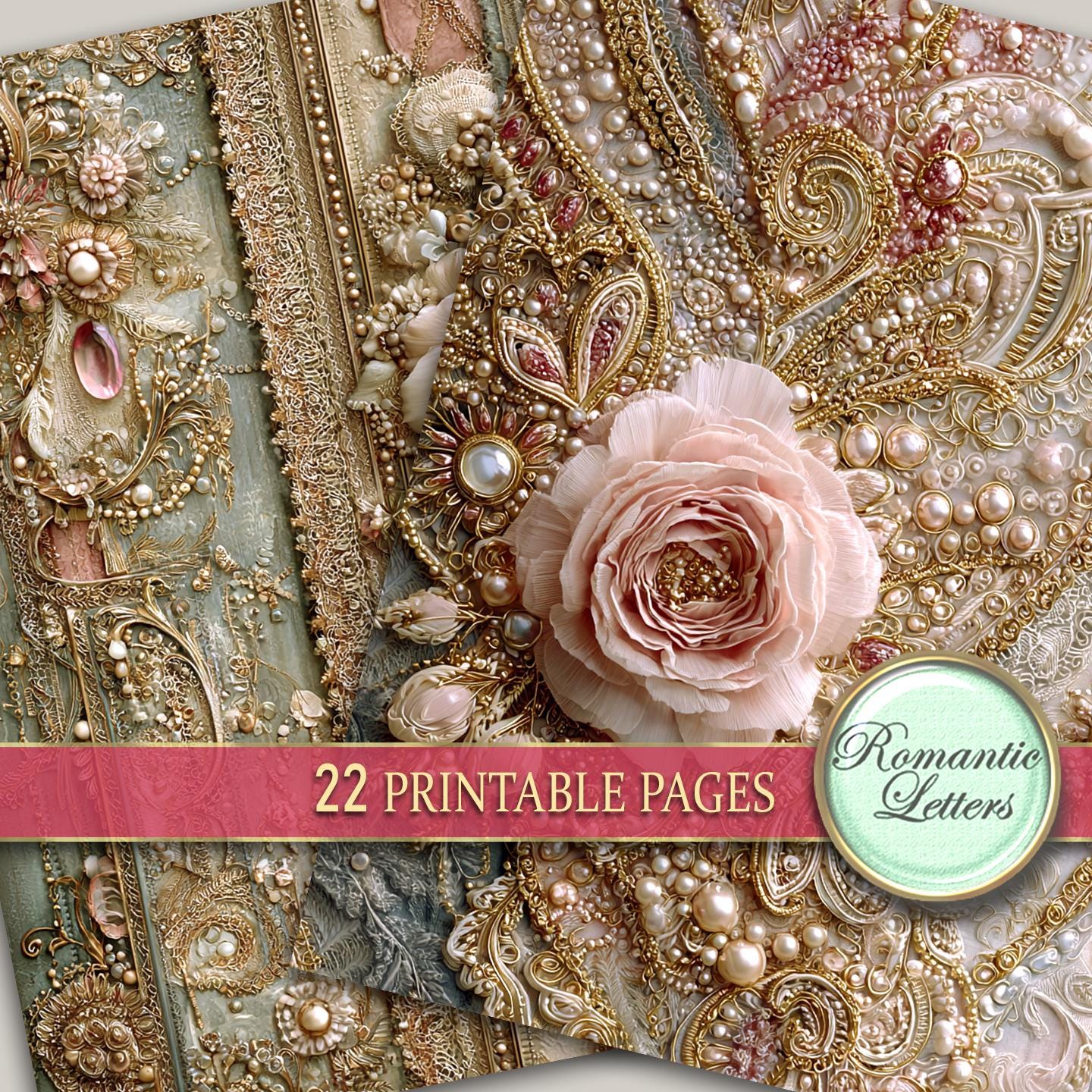 Digital Printable Scrapbook Paper Pack Shabby Chic Junk Journal Pages ...