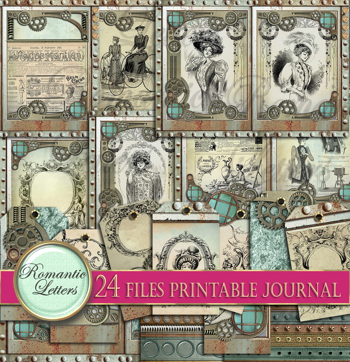 Steampunk Printable Junk Journal Kit Digital Scrapbook Printable ...