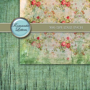 Floral Digital Scrapbook Paper Pack Shabby Chic Vintage Rose Flower ...