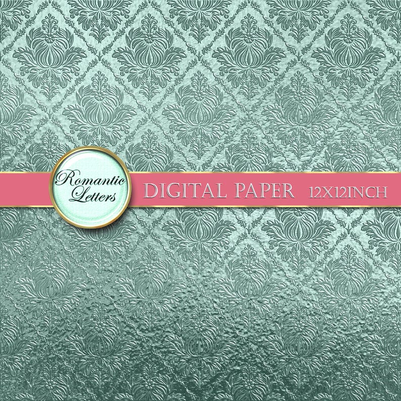 Dusty teal digital paper pack digital scrapbook album background