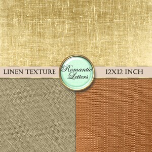 Peut inclure: Deux textures de lin de 12x12 pouces, l'une de couleur beige clair et l'autre de couleur marron. Le texte "Linen Texture" et "Romantic Letters" est visible sur l'image.