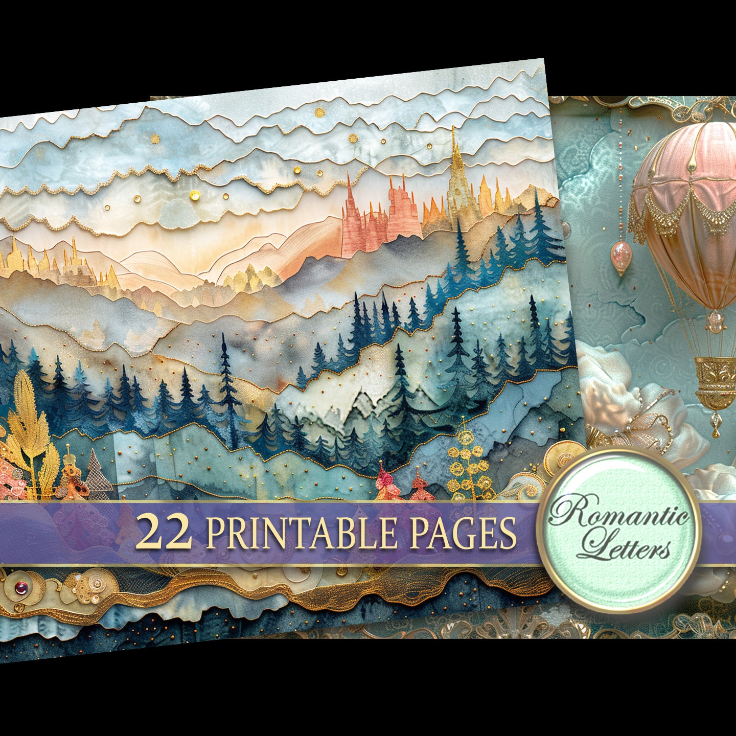 Digital Printable Scrapbook Paper Pack Fairytale Castle Patchwork ...