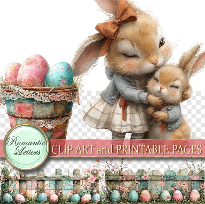 Easter Digital Scrapbook Clip Art Easter Egg Watercolor Clip Art Rabbit ...