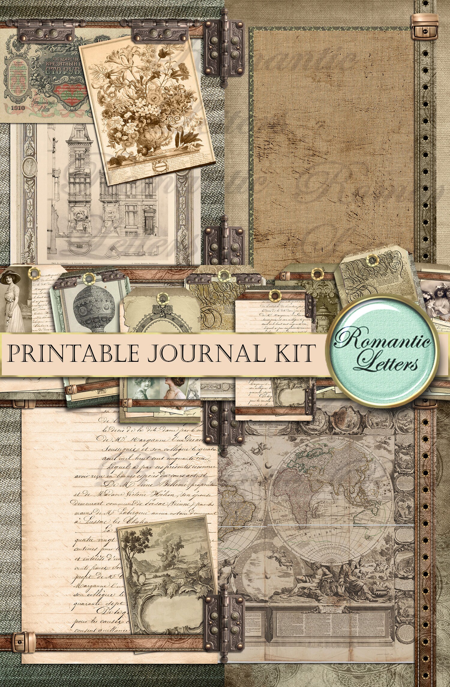 Printable Junk Journal Kit Victorian Digital Scrapbooking Printable ...