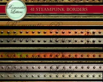 Clip art Steampunk digital printable scrapbook borders clip art digital metal scrapbook elements clipart steampunk grunge clip art rust png