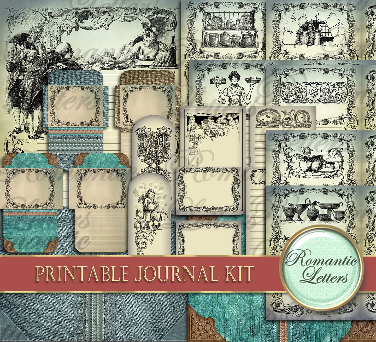 Cooking Printable Junk Journal Kit, Recipe Book Cookbook Digital ...