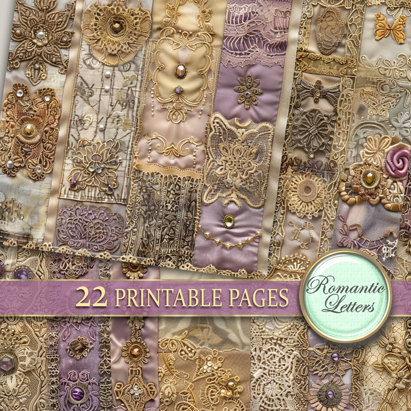 Digital Printable Scrapbook Paper Pack Junk Journal Pages Shabby Chic ...