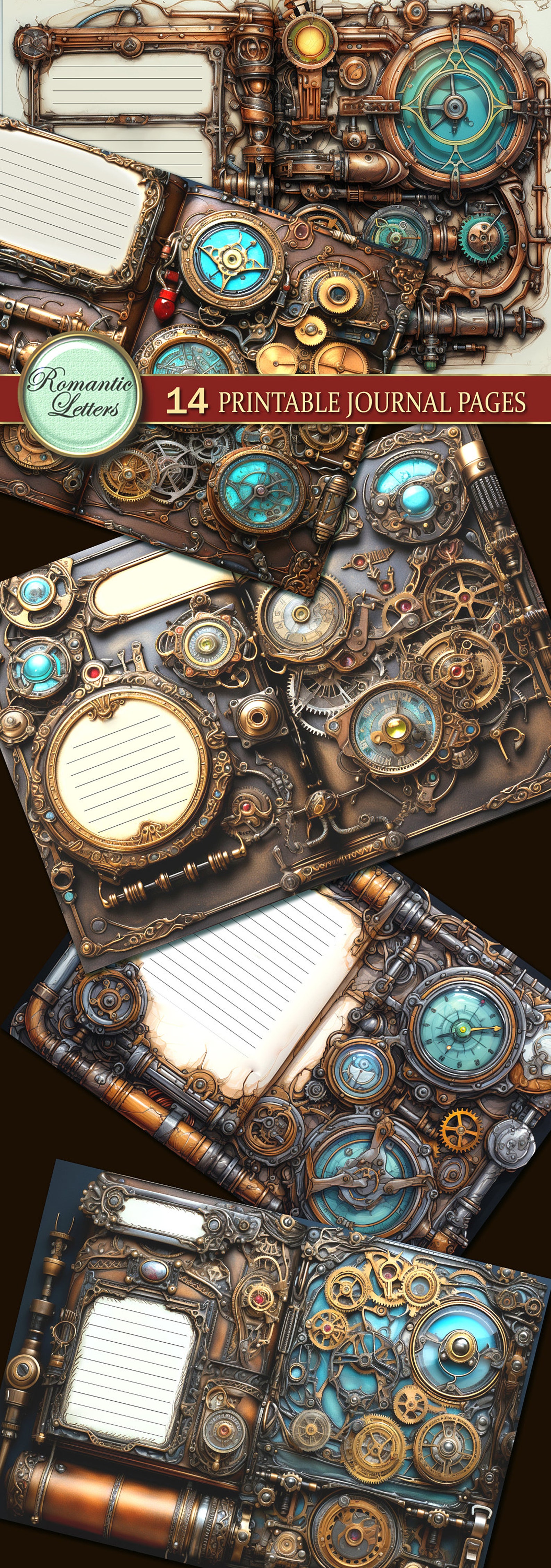 Steampunk Junk Journal Pages Digital Scrapbook Paper Pack Rust Metal ...