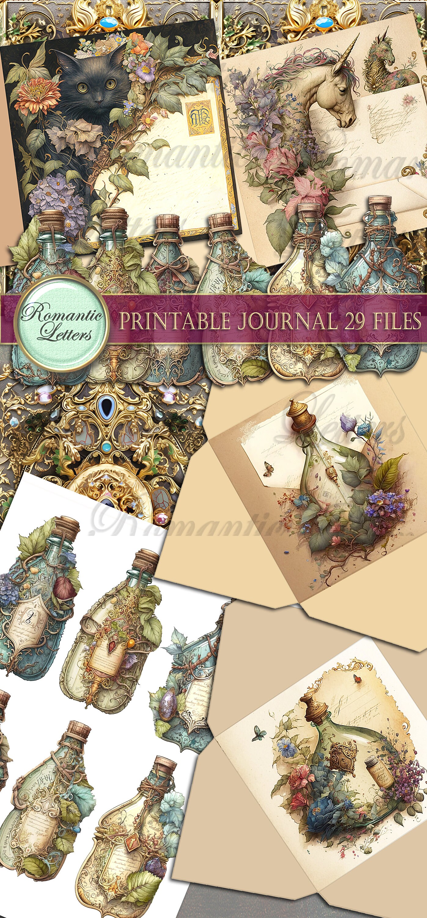 Magic Printable Junk Journal Kit Printable Journal Pages Card Tag Cover ...