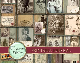 Victorian kids Steampunk printable journal kit digital scrapbook printable journal old craft paper A4 8.5x11 junk journal page tag  PART 1
