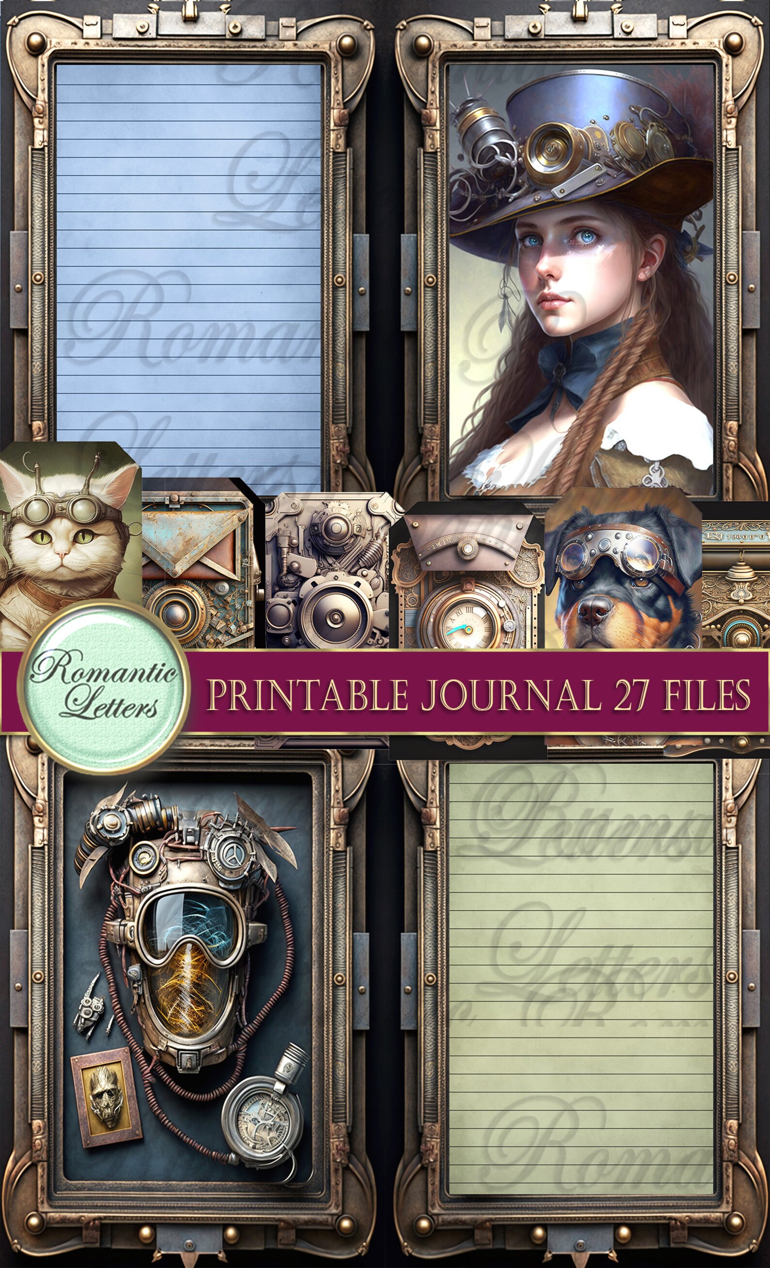 Steampunk Printable Junk Journal Kit Digital Scrapbook Printable ...