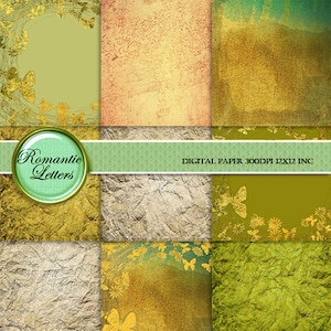Papel digital dorado con mariposas otoñales, papel digital imprimible para álbumes de recortes, fondo dorado para fotografía de recién nacidos, papel dorado para bodas
