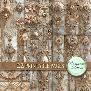 Vintage Scrapbook Papier Packung Shabby Chic Hochzeit Stoff luxus Decoupage Handwerkspapier Stickerei Spitze Viktorianisches Junk Journal Beige