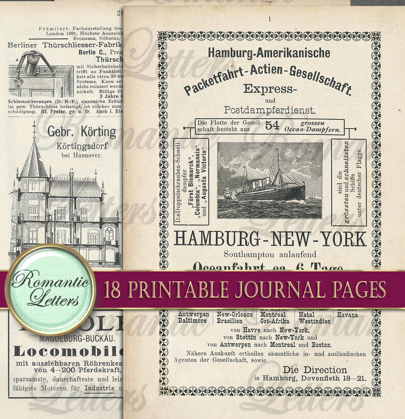 Ephemera Digital Paper Pack Journal Pages Victorian Digital | Etsy