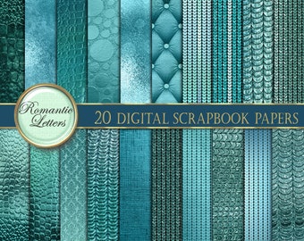 Digital paper teal digital scrapbook album paper digital texture teal digital background paper sequin scales texture scrapbook journal paper