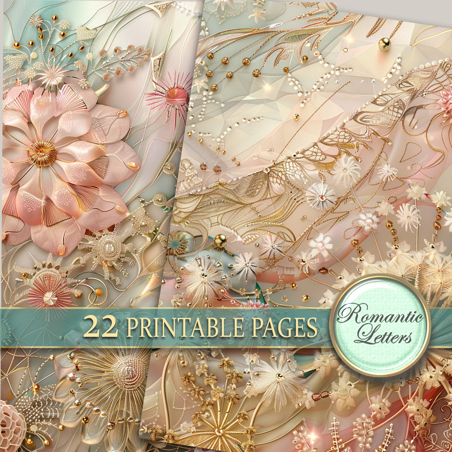Dandelions Digital Printable Scrapbook Paper Pack Embroidery Junk ...
