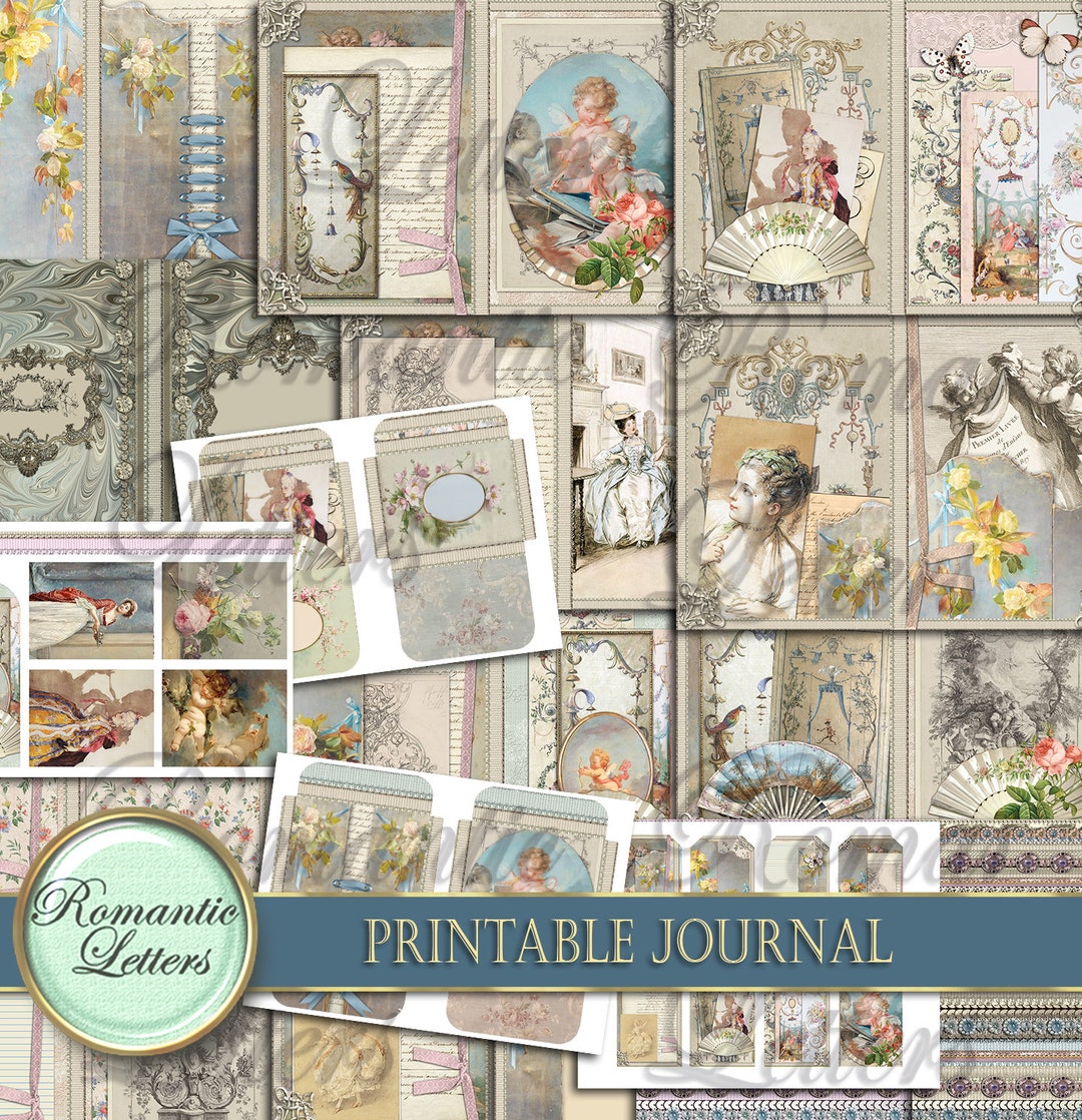 Printable Junk Journal Kit Shabby Chic Digital Scrapbook Paper ...