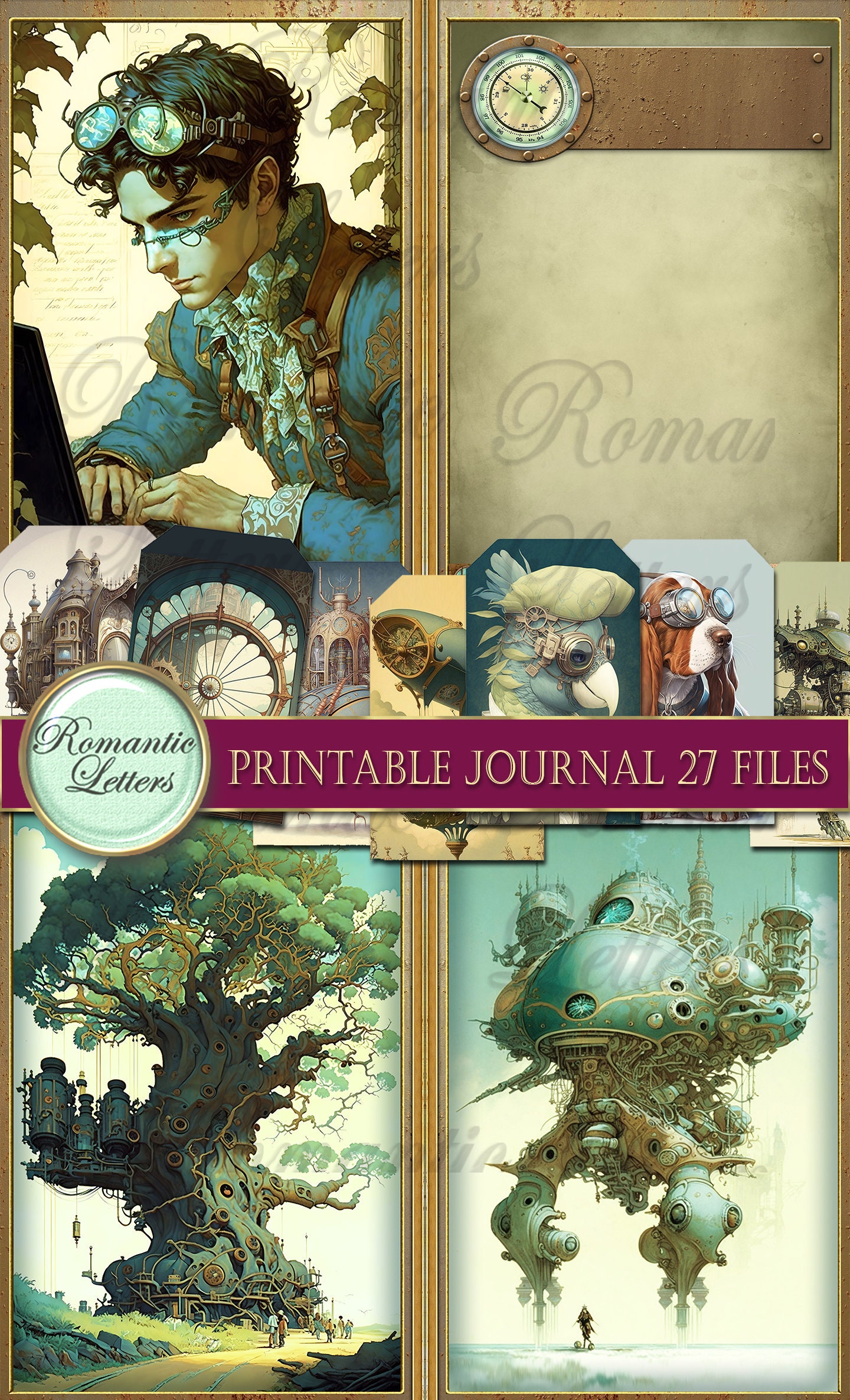 Steampunk Printable Junk Journal Kit Digital Scrapbook Printable ...