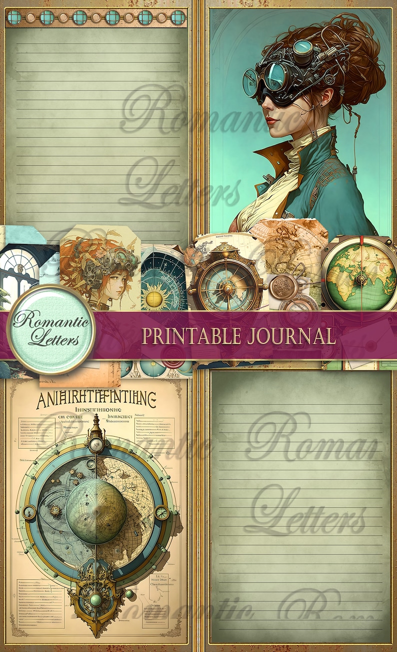 Steampunk Printable Junk Journal Kit Digital Scrapbook Printable ...