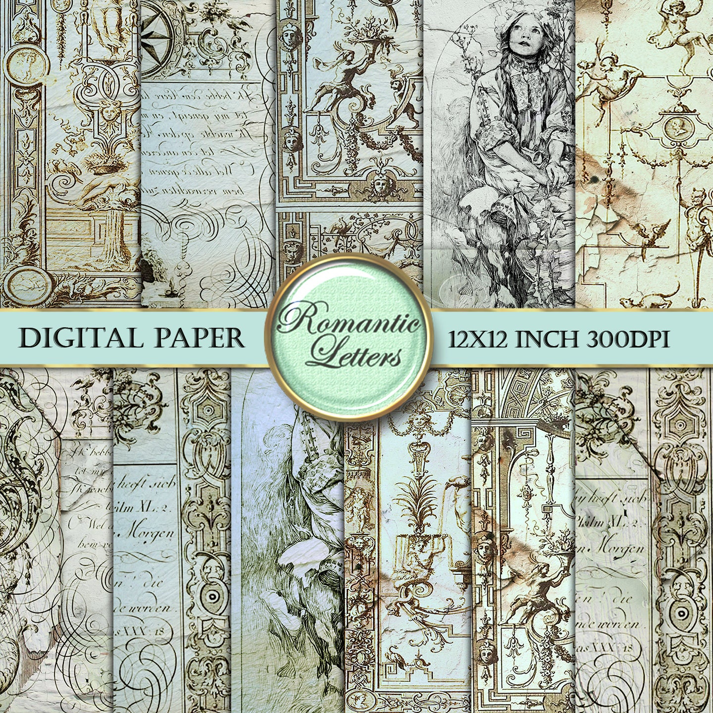 Digital paper Old paper scrapbook crafting decoupage