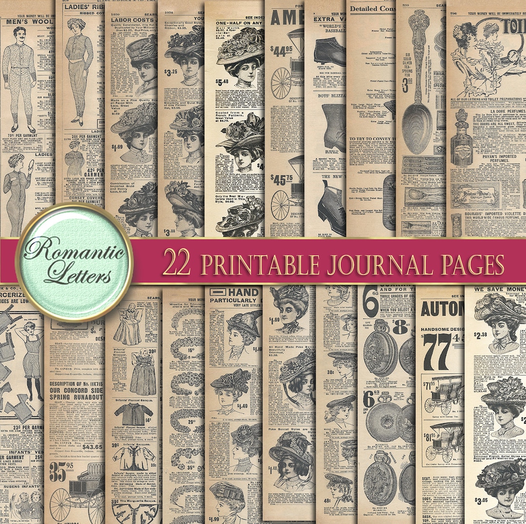 Printable Junk Journal Pages Vintage Ephemera Victorian Paper Digital ...