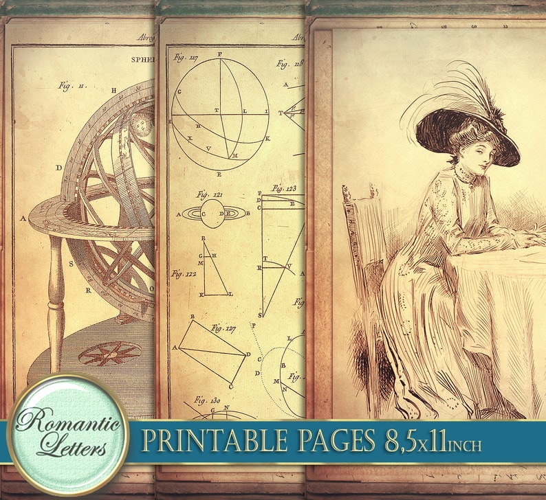 Steampunk Ephemera Digital Paper Pack Printable Journal Pages Victorian ...