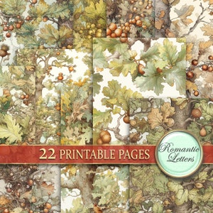 Seamless mönster scrapbookingpapper digitalt utskrivbart bakgrundsmönster tapet mönster höst fantasi skog skräpjournal Fairy Tail akvarell A4