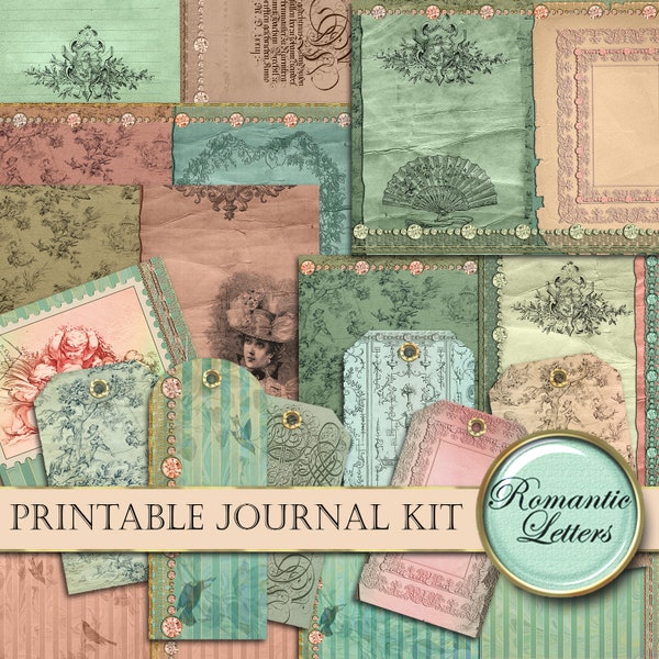 Printable scrapbook kit paper victorian printable journal pages printable paper digital scrapbook mini album journal kit A4  8.5x11 vintage