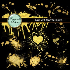Gold blots digital overlay Photoshop clip art gold glitter blots clip art overlay Sparkling clip art golden clip art scrapbook element Splat