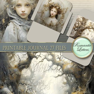 afdrukbare junk journal kit Fairy Forest afdrukbare dagboekpagina's kaart tag cover fantasie digitaal plakboek botanische bloemen kruidenmagie DEEL2 afbeelding 3